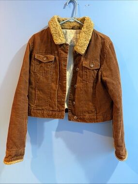 Y2K Vintage Arizona Jean Company Brown Corduroy Jacket Sherpa Collar Women’s XL